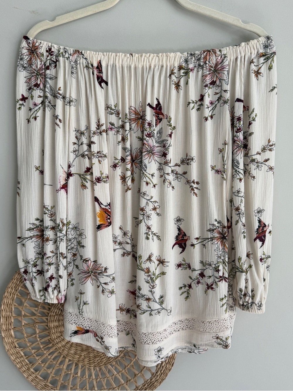 Wonderly Cream Floral Off-Shoulder Blouse